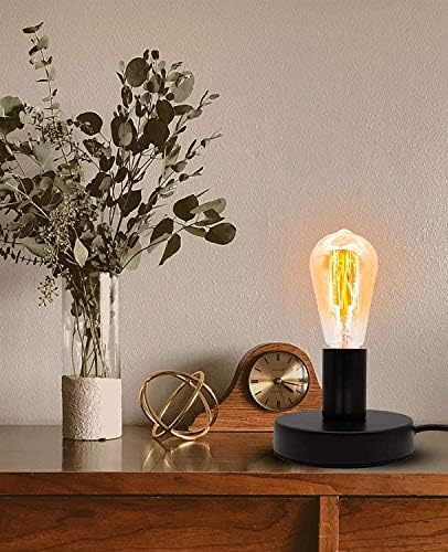 Industrial Table Lamp Base E26/E27 Ceramic Base Holder, Vintage Small Desk Lamp with Plug in Cord On/Off Switch Edison Lamp for Home Lighting Decor (Small)