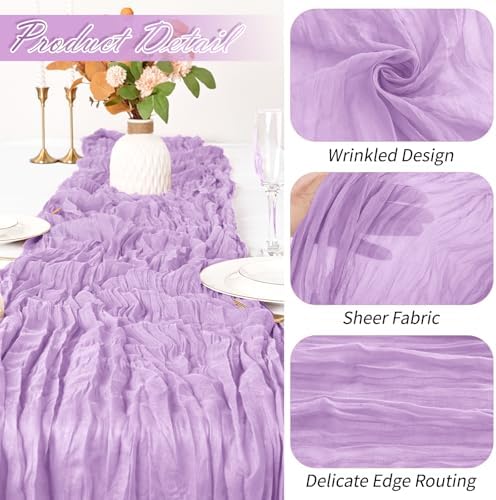 15 Pack Lavender Cheesecloth Table Runner 17 x 108 inch Cheese Cloth Table Runners 9ft Lavender Table Runner Rustic Romantic Sheer Gauze Runner for Wedding Party Baby Shower Table Decoration