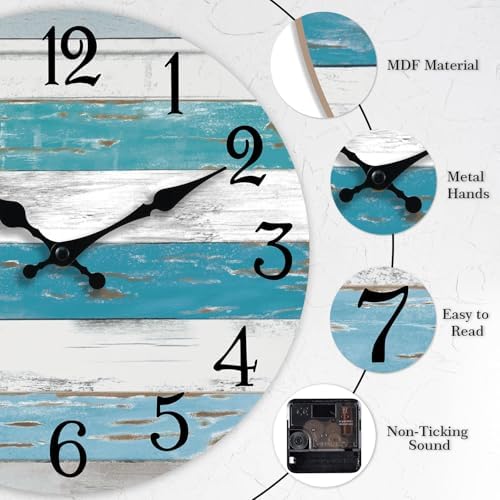 KECYET 10 Inch Wall Clock Battery Operated Silent Non Ticking Beach