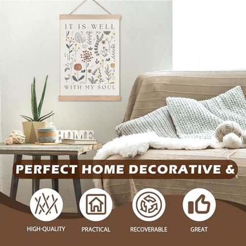 LZYRF It Is Well with My Soul Christian Wall Art, Christian Room Home Decor, Boho Floral Bible Verse Religious Canvas Prints Wall Decor for Church Office, 12x16 Inch