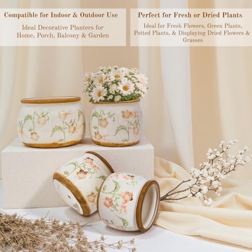 Vintage Ceramic Flower Pot, 6.5 & 9in, with Drainage & Filter