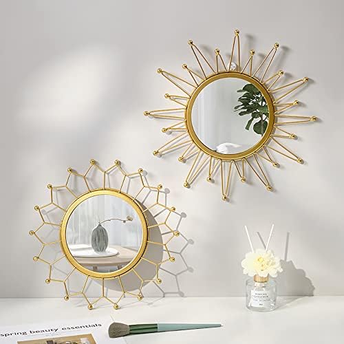 Gold Mirrors for Wall - Metal Sunburst Wall Mirror Room Decor & Home Decor, Boho Mirror Wall Decor Gifts for Women & Moms (Small, Sunshine)