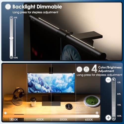 Quntis Computer Monitor Light Bar with Backlight, Desk Lamp with Remote