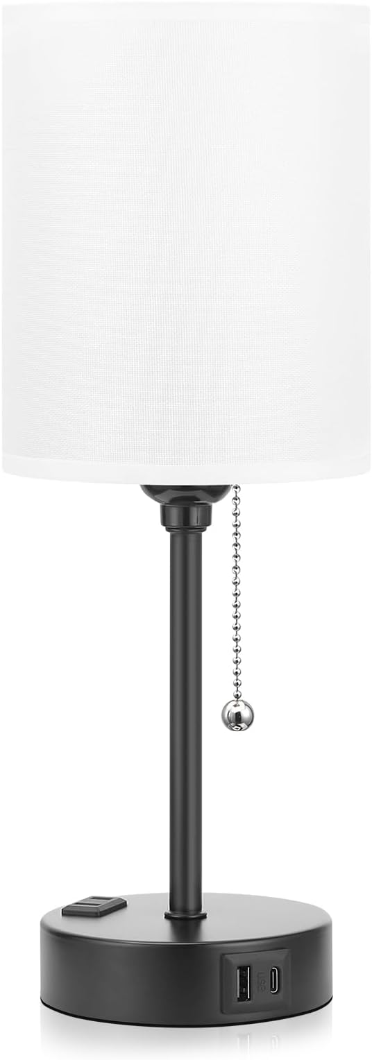 Dicoool Bedside Table Lamp for Bedroom - Small Desk Lamp with USB Ports