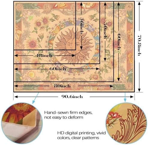 Accnicc Yellow Sun and Moon Tapestry Vintage Indie Boho Tapestry Wall Hanging with Sunflowers Butterfly Moth Constellation Aesthetic Wall Tapestries for Bedroom Dorm Living Room (Orange, 70.8'' ×
