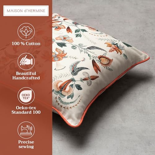 Maison d' Hermine Throw Pillow Covers 100% Cotton (20" x 20" - Pack of 1)
