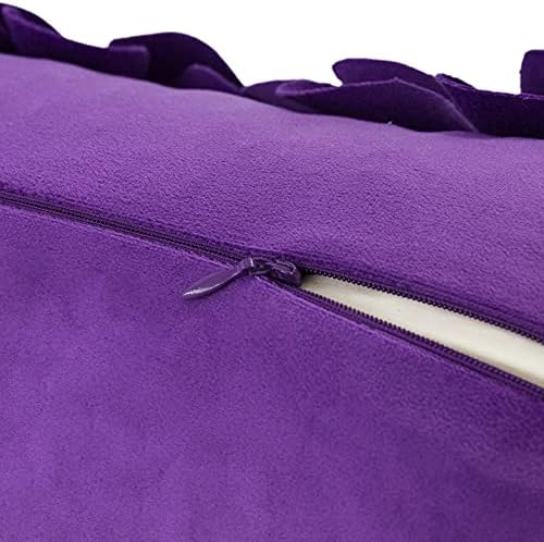 JWH 3D Flower Throw Pillow Cover Velvet Bright Violet 12x20 Inches