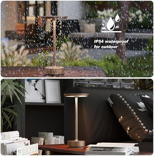 TBBGA 2 Pack Rechargeable Table Lamps Cordless, 5000mAh Outdoor Table Light
