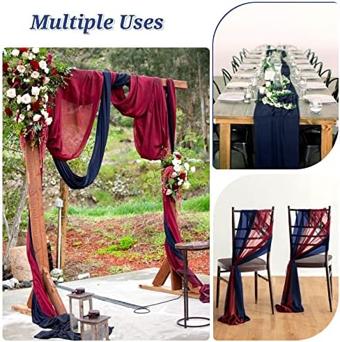6 Pack Navy Blue Cheesecloth Table Runner, Extra Wide 35x120 Inch