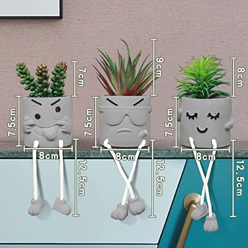 Zerzsy 3 Pack Faux Plants Small Artificial Succulents, Fake Plant Modern Farmhouse Decor, Mini Plants Succulent Pots Bathroom Decor, Office Desk Accessories