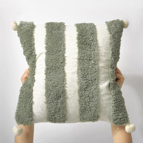 Boho Throw Pillow Covers 18x18 Tufted Home Decorations Olive