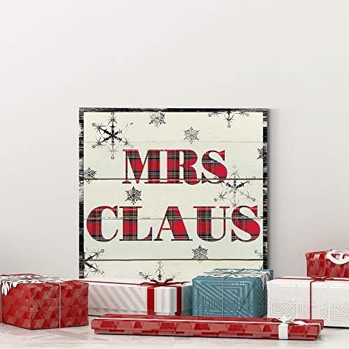 Renditions Gallery Canvas Wall Art for Christmas Decorations Mrs. Santa Claus Texture Abstract Artwork for Living Room Home Kitchen Wall Decor - 16"X16" LT05