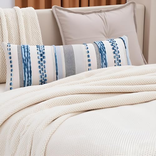 Boho Lumbar Throw Pillow Cover 14x36 Sky Blue