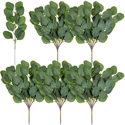 WILLBOND 30 Pieces Eucalyptus Stems Artificial Leaf Stem Faux Long Eucalyptus Artificial Greenery Leaves for Wedding, Office, Holiday, Home, Garden, Greens Decor