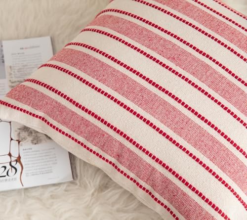 Cethom Christmas Valentines Pillow Covers, Boho Textured Red Pillow Case, Pillow Covers 18 x 18 Inch Set of 2 Valentines Day Decoration, Chair Sofa Bedroom Living Room Home Holiday Decor Cushion Case