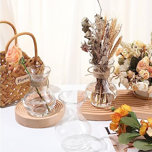 Bokon 5.7" Plastic Small Bud Vases Bulk for Centerpieces, 12 Pcs | Small Plastic Bud Vase for Flowers, Weddings, Receptions, Parties, Anniversary, Birthday, Festivals, Home Decor, with Rope