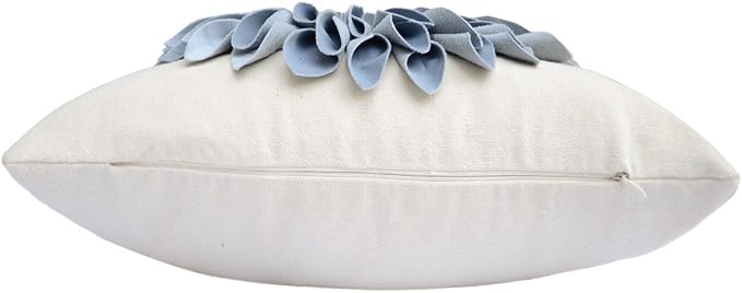3D Flower Decorative Throw Pillow Covers 18x18 Inch Blue for Couch Floral | Handmade Elegant Aesthetic Sunflower Pattern Pillowcases Couch Living Room Boho Farmhouse Decor Dog Hair Resistant