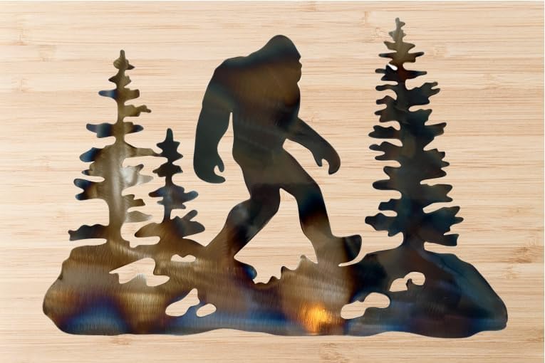 Top Brass 16" Metal Bigfoot Sasquatch Wall Decor - Rustic Glossy Art Plaque with an Iridescent Torched Finish