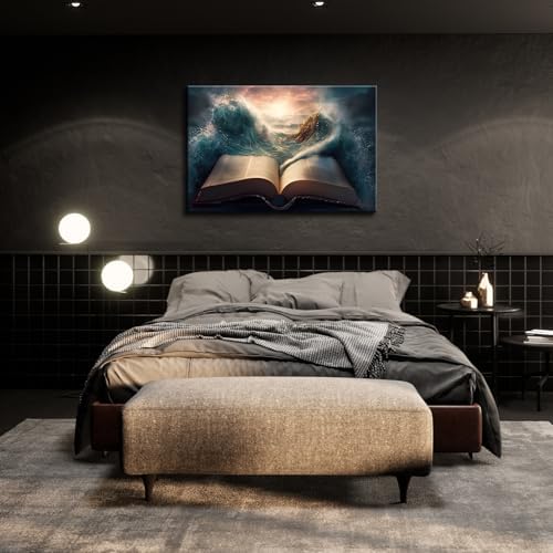 YONICA Jesus Wall Decor, Christian Bible Wall Home Posters, Judah Religious Lord Prayer Bible Wall Art Framed Canvas 12"x16"(30x40cm)