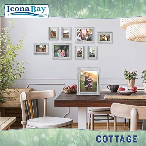 Icona Bay 8x10 (20x25 cm) Picture Frames (Farmhouse White, 3 Pack), Rustic Picture Frame Set, Natural Real Wood Frames, Cottage Collection
