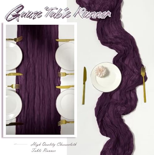15 Pack Dark Purple Cheesecloth Table Runner 17 x 108 inch Cheese Cloth Table Runners 9ft Blue Table Runner Rustic Romantic Sheer Gauze Runner for Wedding Party Baby Shower Table Decoration