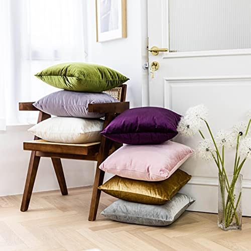 Home Brilliant Large Pillow Covers Velvet Square Euro Shams Decorative Accent Cases for Bed Room Mattress Toddler Nativity Day, 2 Pieces, 26 x 26 inches(66 x 66 cm), Silver Grey