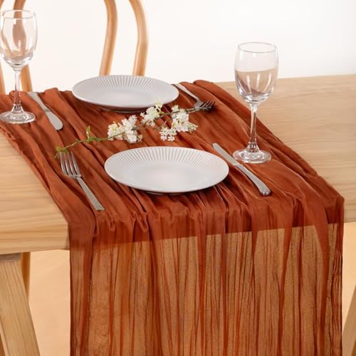 12 Pack Cheesecloth Terracotta Table Runner 10ft Rustic Gauze Decor