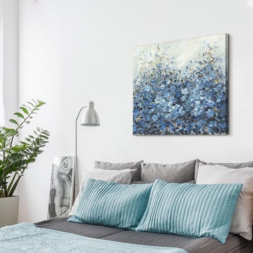 TAR TAR STUDIO Abstract Blue Flower Canvas Wall Art, 30“Lx30”W | Oversized, Unframed Print, Modern Botanical Painting, Large Wall Decor for Living Room Office Bedroom, Floral Artwork