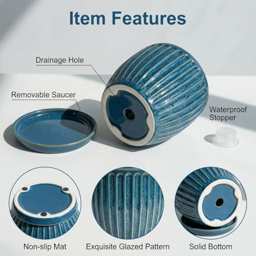 6-Inch Ceramic Plant Pots with Drainage Hole, Modern Flower Pots
