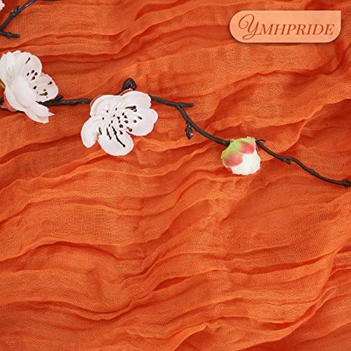 YMHPRIDE 12 Pack Cheesecloth Table Runner 35x120in Orange Table Runner