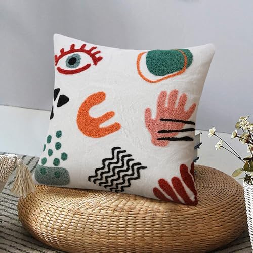 Merrycolor Boho Abstract Pillow Covers Colorful Woman Face Line Cute Pillow Cases Mid Century Aesthetic Modern Boho Pillows Decorative Throw Pillows for Bed Couch Living Room,1PC 18×18 inch