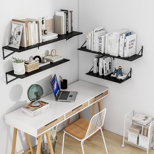 Heimlove 48W x 12D Deep Floating Shelves Set of 2 Black
