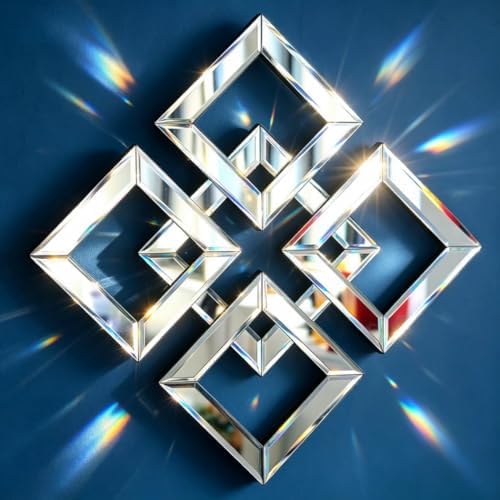 QMDECOR Silver Mirrored Wall Decor 16x16” Decorative Mirror Modern Fashion DIY Wall-Mounted Mirrors Square Design Gorgeous Glam Accent Decor Vintage Decor Chic Mirror for Room Decor Home Decor