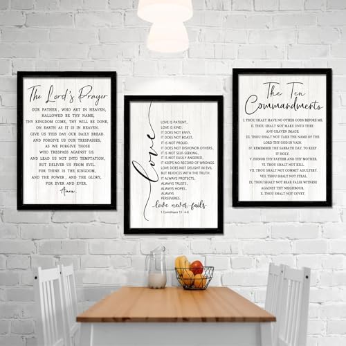 Vintage Rustic Bible Verse Framed Wall Art Set of 3, 16''×24'' Retro Positive Religious Christian Quotes Sign for God Jesus Christ Prayer, Cottagecore Holy Inspirational Catholic Scripture Decor