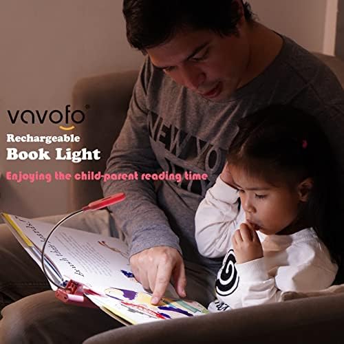 VAVOFO Rechargeable Book Light for Reading in Bed Kids, 7 LED Reading Light with 9-Level Warm Cool White Daylight, Eye Care Lamp with Power Indicator for Bookworms (Pink)