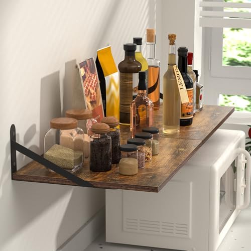 Deep Floating Shelves for Wall, 16W x 12D Wood Shelves Set of 2, Rustic Wood Floating Shelves, Wall Mounted Hanging Shelf for Living Room, Kitchen, Office, Bathroom and Bedroom Decor