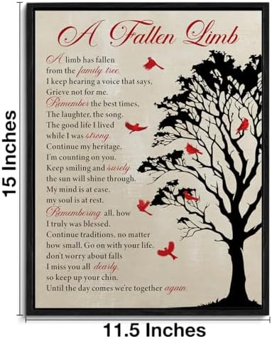 Framed Wall Art a Fallen Limb Memorial Poster Print Wall Decor | Sympathy Bereavement Gifts for Loss of Loved One Painting for Home Bedroom Decoration 11.5x15 Inches