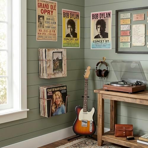 MyGift Copper Metal Wall Mounted Vinyl Record Display Shelves, Set of 2