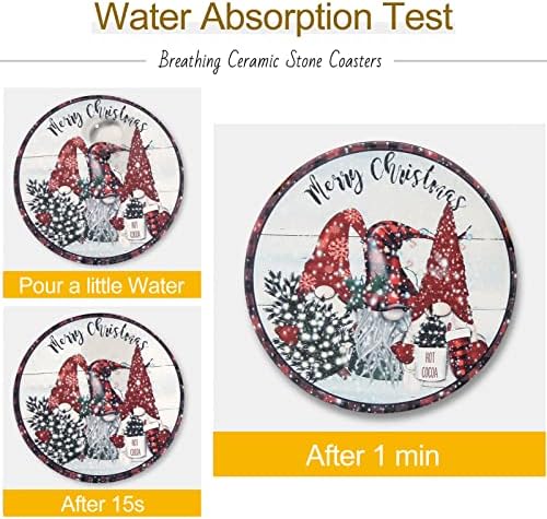 Cute Absorbent Christmas Decor Coasters for Drinks Coaster Set with Holder