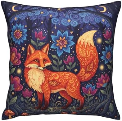 Forest Fox Throw Pillow Cover for Sofa, Bed, and Living Room