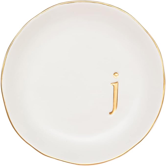 COLLECTIVE HOME Ceramic Jewelry Tray, Trinket Dish, Gifts for Women (J)