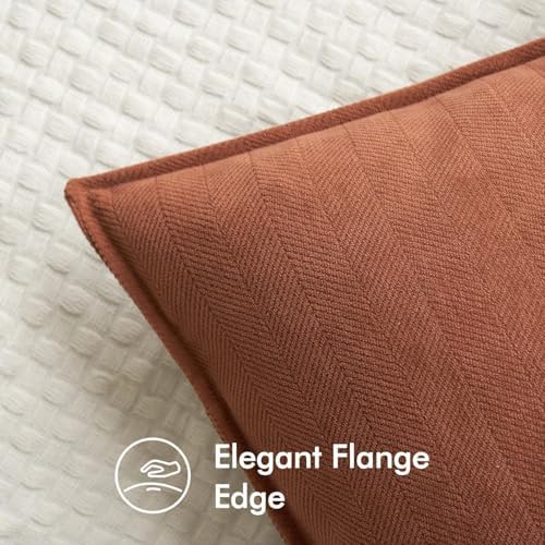 MIULEE Pack of 2 Fall Burnt Orange Lumbar Chenille Pillow Covers 12x20