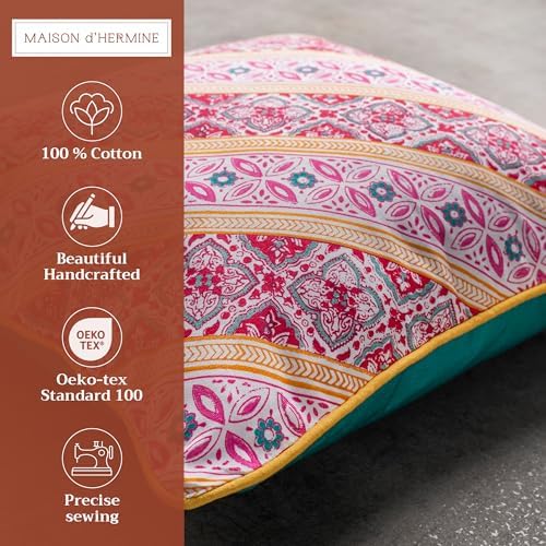 Maison d' Hermine Throw Pillow Covers 100% Cotton (18" x 18" - Pack of 1)