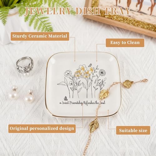 Christian Jewelry Dish Gifts for Women,Personalized Confirmation Jewelry Tray Gifts for Teen Girls，Baptism Gifts for Girl with Bible Verse for Birthdays Christmas (Friendship)