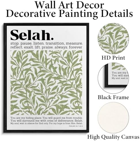 Christian Framed Wall Art Religious Biblical Painting | Bible Verse Selah Scripture Psalm 32:7 Poster Print Wall Decor for Home Living Room Bedroom Decoration 11.5x15 Inches