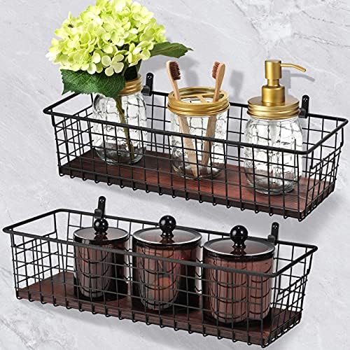 SheeChung [Extra Large Wall Storage Basket, Metal Hanging Basket, Black