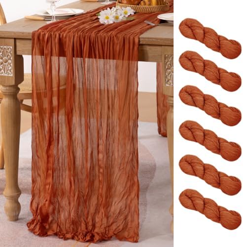 6 Pack Cheesecloth Terracotta Table Runner 10ft Rustic Gauze Decor