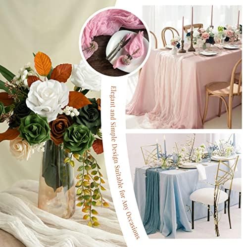 YMHPRIDE 12 Pack Cheesecloth Table Runner 35x120in Dark Green Table Runner