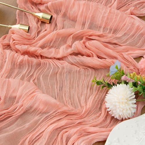FEXIA Pink Cheesecloth Table Runner Girl Baby Shower Bridal Decorations