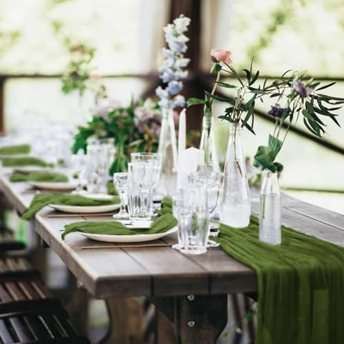 20 Pack Cheesecloth Table Runner 17 x 108 Inch, Olive Green